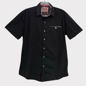 Consequence Mens Black Short Sleeve Button Down Shirt